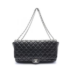 CHANEL Big Matelasse Shoulder Bag Leather Black